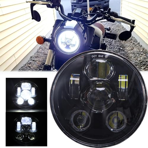 DREAMIZER 5,75 Zoll Motorrad Scheinwerfer E-geprüft mit weißem Tagfahrlicht Angel Eye Bernstein Blinker Kompatibel mit Harley Indian Scout 60 Road King Street Glide Softail Electra Glide J-eep JK TJ
