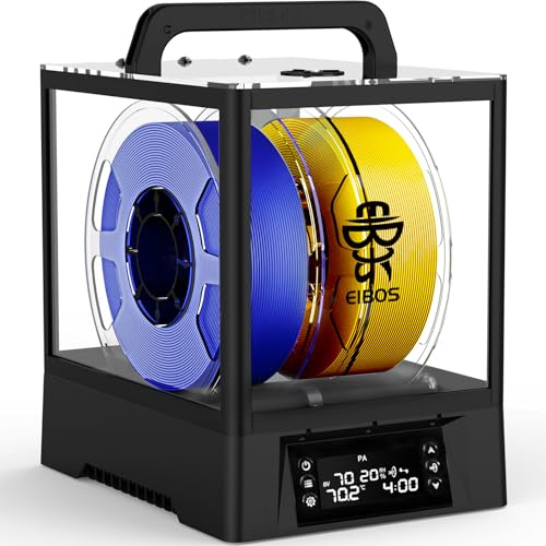 EIBOS Polyphemus 3D Scatola essiccatore per filamenti con ventola, rotazione automatica a 360°, controllo automatico dell'umidità per bobine da 3 kg, nylon da 1,75 mm, 2,85 mm, 3,00 mm, PLA, TPU