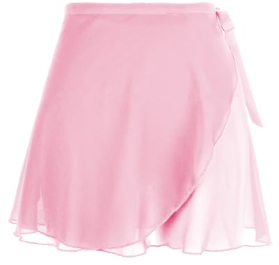Damen Ballettrock Wickelrock Rosa Chiffon Tanz Rock Verstellbare Taille Krawatten Gymnastik Ballettrock