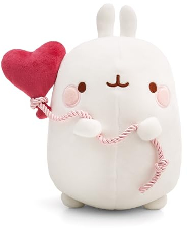 NICI Kuscheltier MOLANG mit Herzballon 24cm in Geschenkverpackung weiß - Stofftier aus weichem Plüsch, niedliches Plüschtier zum Kuscheln und Spielen, für Kinder & Erwachsene - 61674