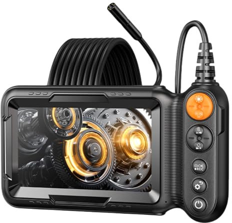 Endoscope Inspection Camera, Hopefox 5'' IPS Screen Digital Borescope,1080P HD Inspection Camera with 8 LED Lights, IP67 Waterproof DrainCamera,16.5ft Flexible EndoscopeCamera, Gadgets for Men