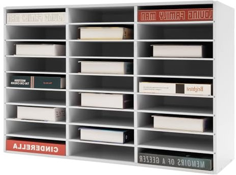 Schreibtisch Organizer 27 Fächer Post und Broschürenmanager Aktenschrank Ordnungsmappe Dokumentenhalter Aktenablage Zeitschriftenhalter Briefablage (Weiß)