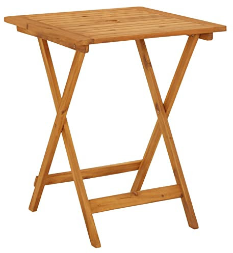 Xichuzi Klappbarer Gartentisch, Esstisch, Couchtisch, Balkontisch, Balkonmöbel Kleiner Balkon, Balkon Tisch, Beistelltisch, 60x60x75 cm Massivholz Akazie