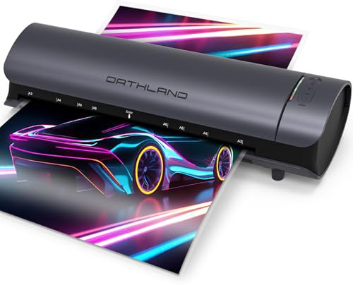 Orthland Plastificadora A3 con 30 Fundas Plastificar para A3 A4 A5 A6, 9 in 1 Laminadora Frío y Caliente, Maquina p Plastificadora con Cortador de Papel y Redondeador para Escolar Oficina Hogarar Foto