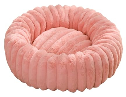 Pevfeciy Weich Haustierbett für Hund Donut-Kissen Katzenbett und Hundesofa Rundes Kissen Plüsch-Hundesofakissen für Mittelgroße & Kleine Hunde,Rosa,60cm