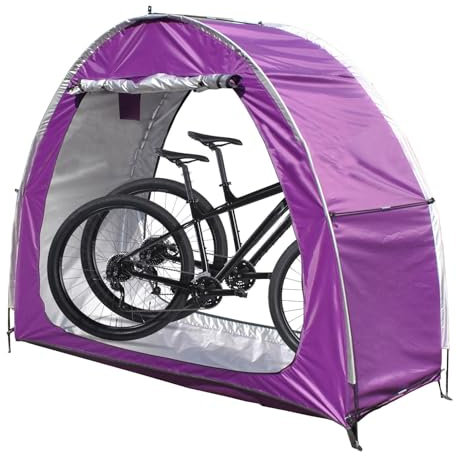Abri de rangement extérieur pour vélos avec double portes pour 2 ou 5 vélos Violet