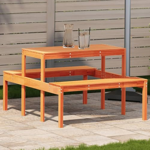 Xichuzi Picknicktisch Wachsbraun 110x134x75 cm Massivholz Kiefer, Bierzeltgarnitur, Biertischgarnitur, Beer Pong Tisch, Bierbankgarnitur, Gartenmöbel Set, Biertisch - 844647