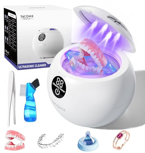 Pulitore per denti a ultrasuoni 45KHz Pulitore per denti con 3 modalità Timer digitale Paradenti per protesi Protesi Protezione notturna Aligner Bretelle Spazzolino Gioielli