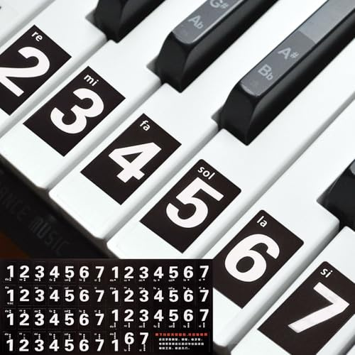 sourcing map Piano Keyboard Stickers, 88/61/54 Keys Numbered Piano Sticker Notes Guide Removable for Beginners Learning, Black