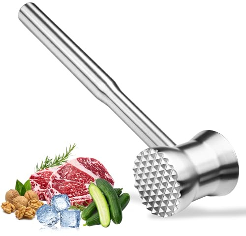 Meat Tenderizer Mallet - SGJGS Stainless Steel Meat Hammer, Kitchen Meat Hammer Tenderizer, Heavy Duty Meat Mallet pounder for Chicken Veal Pork Beef Steak