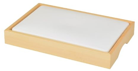 pistro Piatto per sushi giapponese con vassoio in legno, piatto per sushi per sashimi, frutti di mare e salse, piatto da portata rettangolare per sushi, vassoio per ghiaccio lucido per ristoranti e