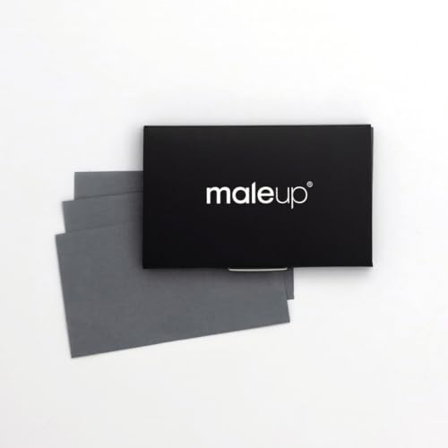 MaleUp - Anti-Glanz Tücher für Männer - Bis zu 6h glanzfrei - 50 Blätter für 2+ Monate - Sofortiger Matt-Effekt - Blotting Paper mit Aktivkohle & Bambus - Ölfreie Gesichtspflege für unterwegs