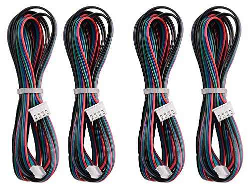 Cpolebev 4Pcs 2M Motor Connector Cables XH2.54 4Pin to XH2.0 6Pin White Terminal Paralled Motor Wires for 3D Printer Stepper