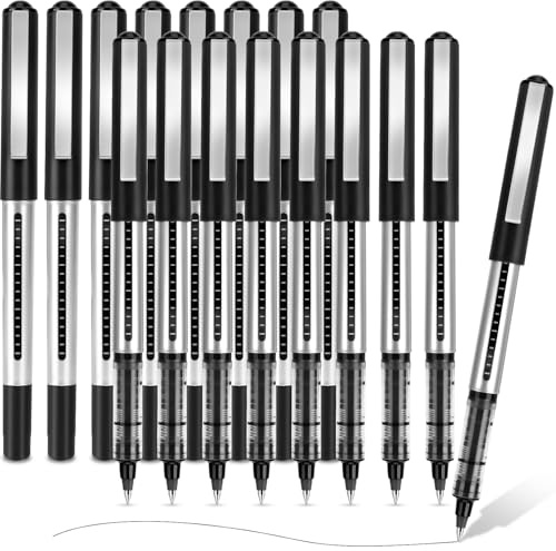 MOTIBACK Stylos Roller à Encre Gel, 16pcs Stylos Roller Noir, Pointe Extra-Fine de 0.5mm, Stylo Gel Séchage Rapide pour une Écriture Fluide et Précise, Idéal pour Journalisation et Notes