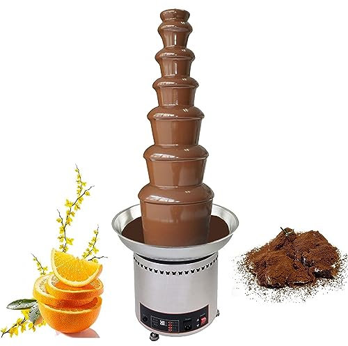 HQYMXYGEUR Commercial Chocolate Fountain Machine,4/5/6/7 Tiers Electric Chocolate Fountain Machine,for Nacho Cheese,Chocolate Sauce,Wedding,Party(7tiers)