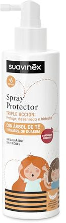 Suavinex, Spray Protector Antipiojos, Sin Aclarado, Sin Tirones, Protege, Desenreda e Hidrata, Apto Pieles Sensibles y Atópicas, con Aceite de Árbol del Té, Todo Tipo de Cabello, Uso Diario, 250 ml
