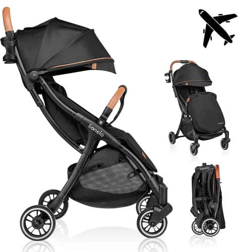 LIONELO Leichter Kinderwagen, Julie One, für Neugeborene bis 22 kg, kompakter, faltbarer Kinderwagen, verstellbar und neigbar, belüftete Rückenlehne, erweiterter Baldachin, Fußsack, Moskitonetz | Lie-Flat Recline, belüftete, verstellbare Rückenlehne, erweitertes Baldachin, Fußsack, Moskitonetz und kompakte Faltung