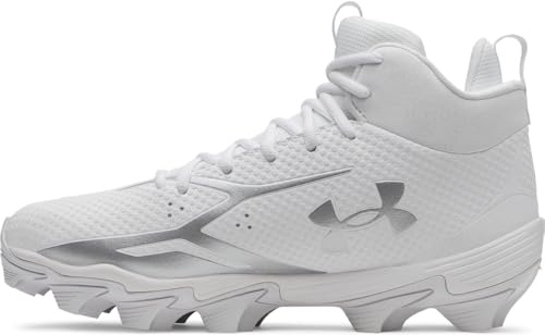 Under Armour Men's Spotlight Hammer Football Cleats, (100) White/Metallic Silver/Metallic Silver, 11.5, US