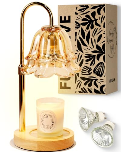 Flower Candle Warmer Lamp with Timer Dimmable, Mothers Day Birthday Gifts for Women Mom, Candle Warming Light Height Adjustable, Wax Melt Warmer for Jar Scented Candles, Housewarming Candle Lamp
