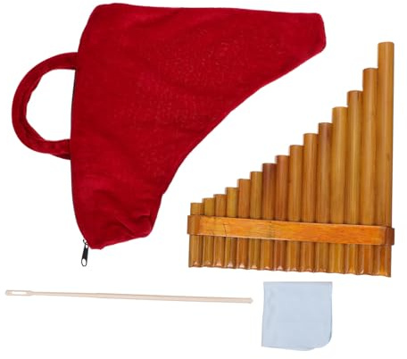 Bamboo 15 Pan Flute G Tone Medium Tube Beginner Wood Brown | 15-pan Structure, Polished Bamboo Build, Musical Education Use, Creative Design for Children