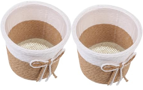 POPETPOP Pot de Fleurs Tressé en Corde de Papier 2pcs, Décor Créatif | Pots de Fleurs, Cache Pot Tresse, Cache Pot Imitation Papier, Office Décoration, Hôtel Décoration