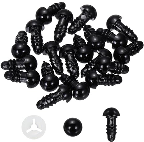 PATIKIL Occhi di Sicurezza 8mm 30Pz Occhi in Plastica per Artigianato con Pellicola Protettiva E Rondelle per Animali di Peluche Giocattoli all'Uncinetto Bambole Creazioni Fai da Te Nero