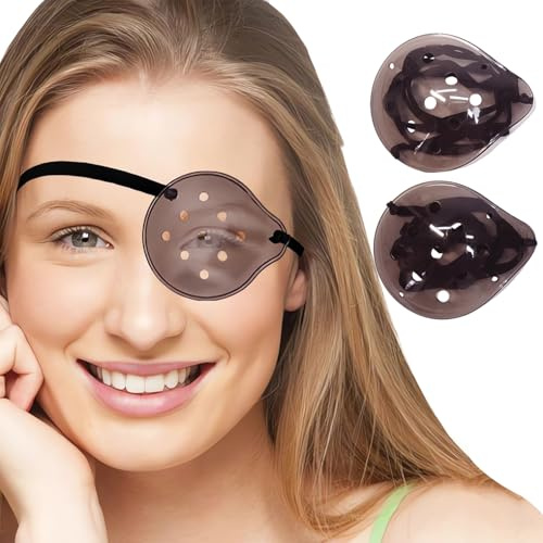 AMZVIO Augenschutz nach Kataraktoperationen, dunkel, transparent, Kunststoffschutz mit schwarzem Gummiband zum Schlafen oder Ausgehen, reduziert die Lichtempfindlichkeit der Augen nach Operationen
