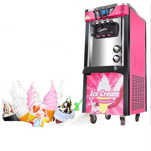 Vertical Ice Cream Maker Machine - Frozen Yoghurt Sorbet Maker with Double Cylinder, Adjustable Softness/Hardness Settings, Output 26-28L/h, Material Shortage Alarm