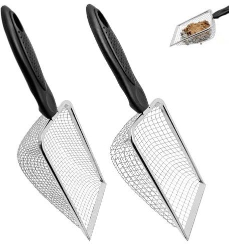 Cimown 2 Pcs Gardening Soil Sifter Set, 3.8/5mm Grids Garden Soil Sieve with Handle, Sturdy Construction with a Comfortable Grip, for Soil and Stones, Sifting Wood Chip Cat Litter
