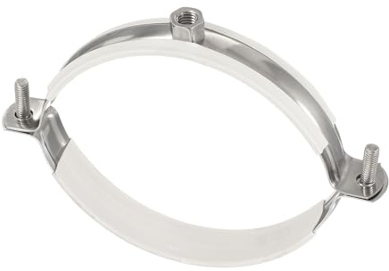 sourcing map 201 Stainless Steel 3.9-4.3/100-110mm Split Ring Pipe Hanger Pipe Strap Clamp Split Ring Hanger with Rubber for Tubing Shower Curtain Tiki Torch, Silver Tone