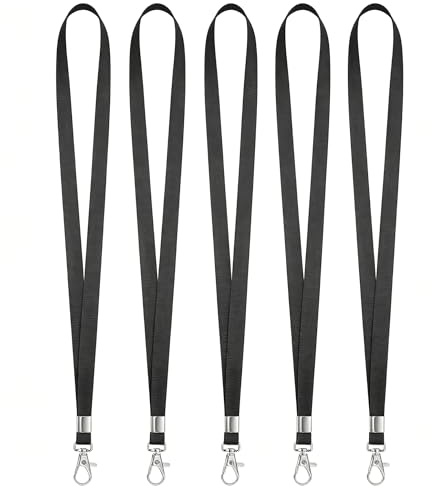 52 Stk Schlüsselband Schwarz | Nylon Umhängeband mit Metall Swivel Clip | Langlebige Nylon Schlüsselbänder, 45cm, mit drehbarem Metallhaken | Perfekt für Ausweise, Handy & Namensschilder!