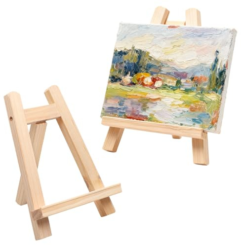 2 Stück Staffelei Holz,Tischstaffelei Holz Leinwand Ständer Set 15 x 20 cm, Holzstaffelei für Ausstellung von Malerei， Tisch Deko für Hochzeit Geburtstag Taufe Party