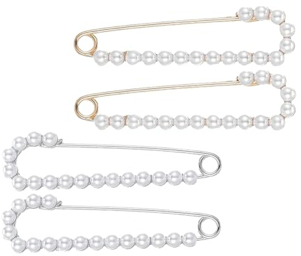 4 Stück Schleppennadel Brautkleid,Brosche Ausschnitt Verkleinern,Sicherheitsnadeln Groß,Broschennadeln,Sicherheitsnadel,Anstecknadel,Broschen Für Kleidung,Blusen Klammer,Brooch Damen,Broschennadel