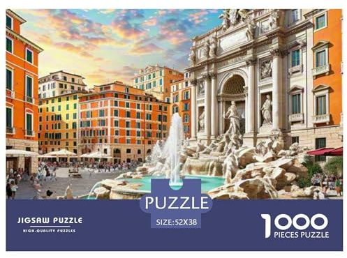 Fuente de Trevi, Italia 1000 Piezas Impresionante Puzzle Edificio Inteligencia Juguete Pasatiempo Creativo Desafíos Extra Divertidos Educativo 52x38cm/1000pcs