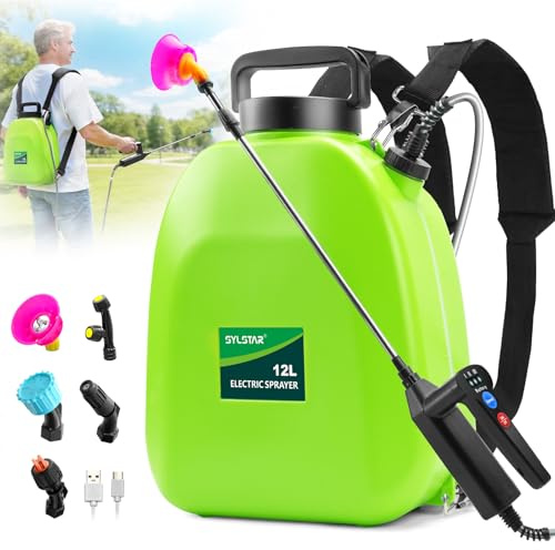 SYLSTAR Pulverizador de mochila alimentado por batería de 12 L