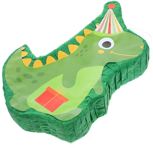 OUNONA Pignatta a Forma di Dinosauro Tridimensionale Verde, Decorazione Sospesa per Feste di Compleanno e Giochi di Gruppo, per Celebrazioni e Animazioni per