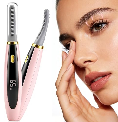 Wimpernzange Beheizbar, Elektrische Wimpernzange, Beheizter Wimpern Curler mit 3 Temperaturmodi, Wimpern Curler LED Display, Langanhaltende Locken, für Alle Wimpern