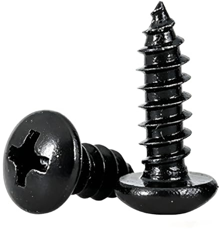40mm Stainless Steel Screws M3, Black Self Tapping Pan Head Wood Screw, Hardware Fasteners, Pack of 50