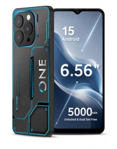 invens NOTE 12P Android 15 Unlocked Smartphone, 5000mAh Battery,6.6 HD+ Display, 4+12GB RAM 128GB ROM, 48MP Camera, Dual SIM + TF,SIM Free Mobile Phone, Type-C, Face ID/Fingerprint-Blue