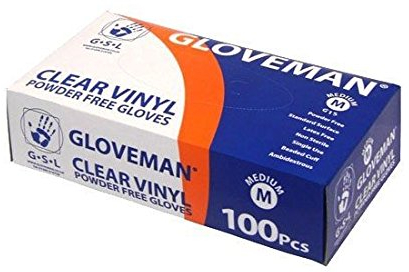 Box of 100 Gloveman Clear Powder Free Vinyl Gloves - XL