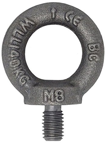 Ringschraube M8 DIN 580 C15E 5 Stück Ösenschraube Eisen Roh Dunkelgrau Traglast 140kg