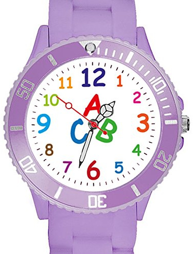 Taffstyle Kinder-Armbanduhr Analog Quarz mit Silikonarmband – Bunte Lernuhr mit Zahlen & ABC-Motiv – leichte Sportuhr für Kinder 34 mm – Mädchenuhr Jungenuhr für Schule & Freizeit
