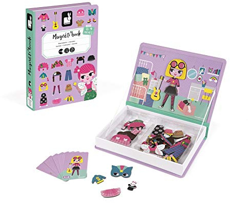 Janod - Magnéti' Book “Ragazzina”, Gioco Educativo Magnetico 50 Pezzi - Apprendimento Motricità Fine e Immaginazione - Da 3 Anni in Su, J02718