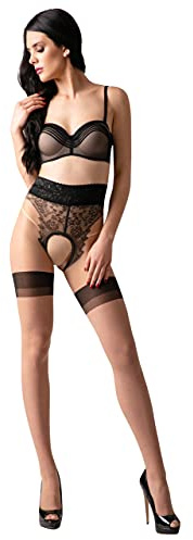 Vicky's Nylons Diva Ouvert Strumpfhose Super Erotik und Schick (Beige, l)