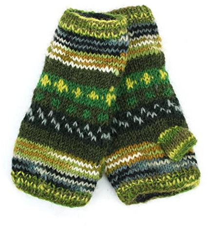 LOUDelephant Handgestrickter Armwärmer aus Wolle, 17 Grün, Einheitsgröße