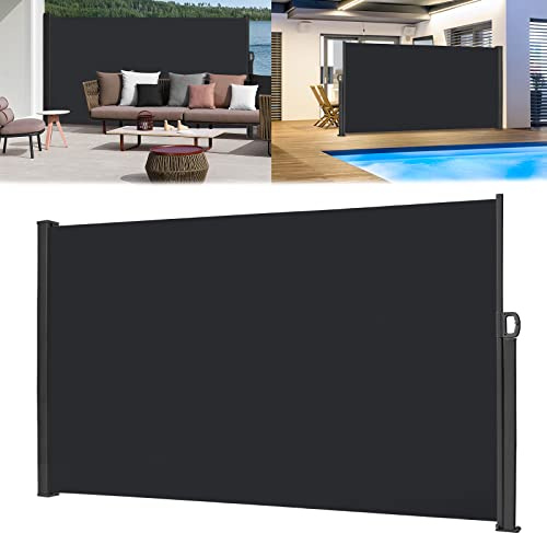 LZQ Tenda da Sole Laterale allungabile per Balcone, Protezione Solare, Impermeabile, Antivento, Tenda a Rullo Laterale in Poliestere, per Giardino, terrazza, parchi Giochi (200 x 300 cm, Antracite)