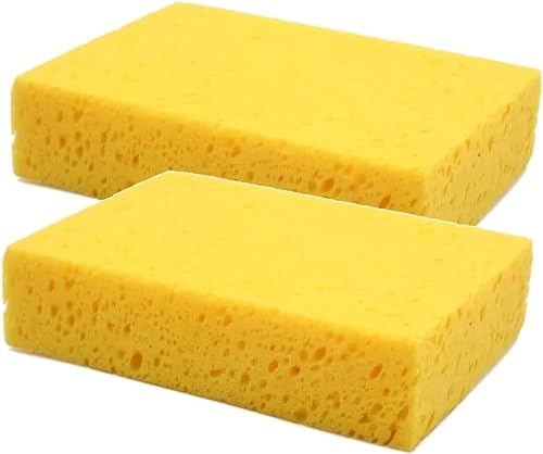 JKG® 2 x JUMBO YELLOW CAR WASH SPONGES - Large Car Sponges For Washing Car, Soft Sponges | Big Sponges For Bodywork & Wheels | Kind To Your Paintwork, Scratch Free | Car & Window Cleaning Sponges