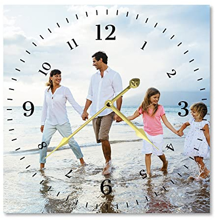 S&H&OU Benutzerdefinierte Wanduhr, Fotowanduhren für Wohnzimmerdekoration mit Foto, leise Wanduhr für Kinder, Personalisierte Fotowanduhr zum Aufhängen von Geburtstagsfotos(40cm)