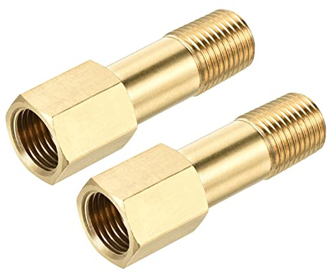 sourcing map Messing Rohr Verschraubung G1/4 Innen auf G1/4 Außen 2 Stück | Adapter 50mm Länge Verlängerungsverbinder Sechskant Rohrkupplung