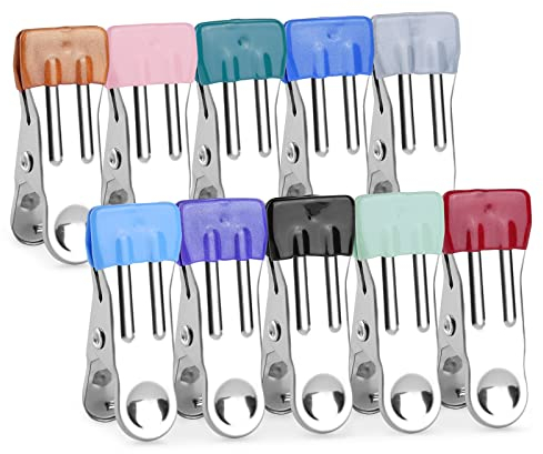 OSDUE 10 Stück Wäscheklammern Edelstahl, Strandtuch Clips, Handtücher Towel Clips, Handtuchklemmen für Handtuch, Kleidung, Socken, Lebensmittelversiegelung, Fotos(Mehrfarbig)